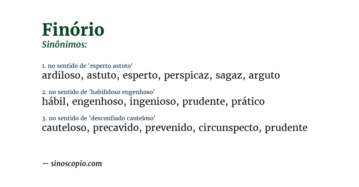 Sinônimo de finório