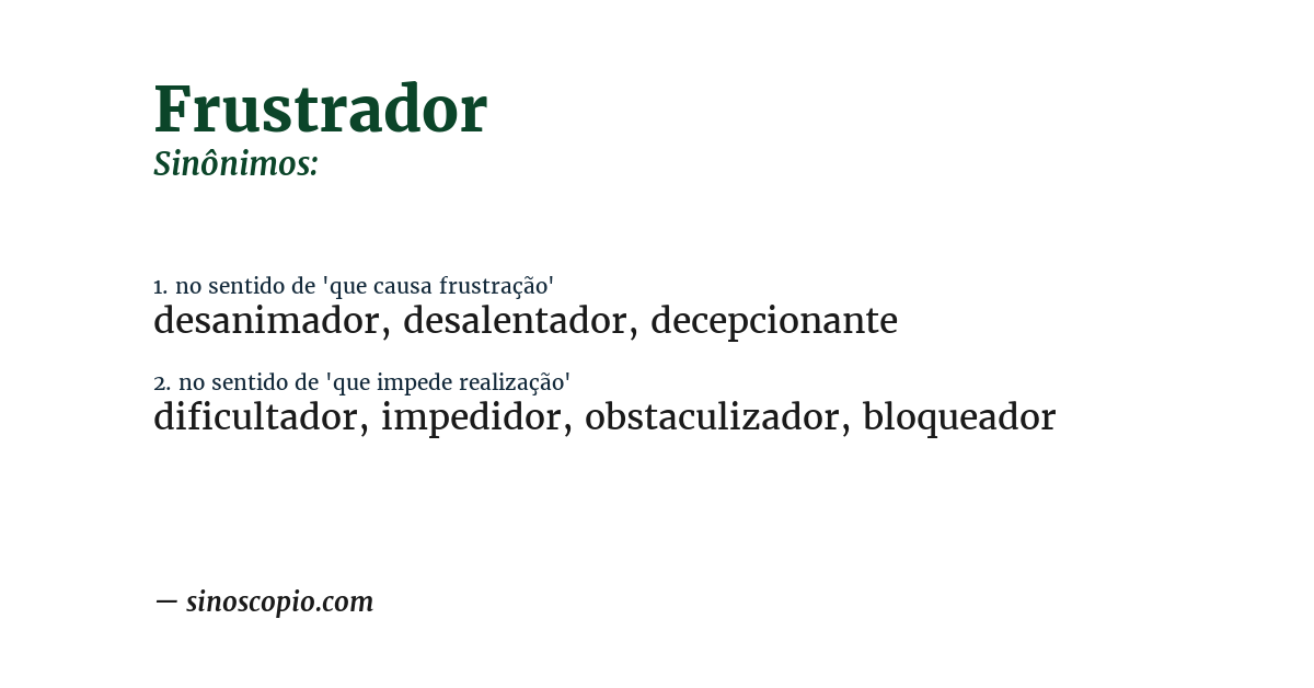 Sinônimo de frustrador