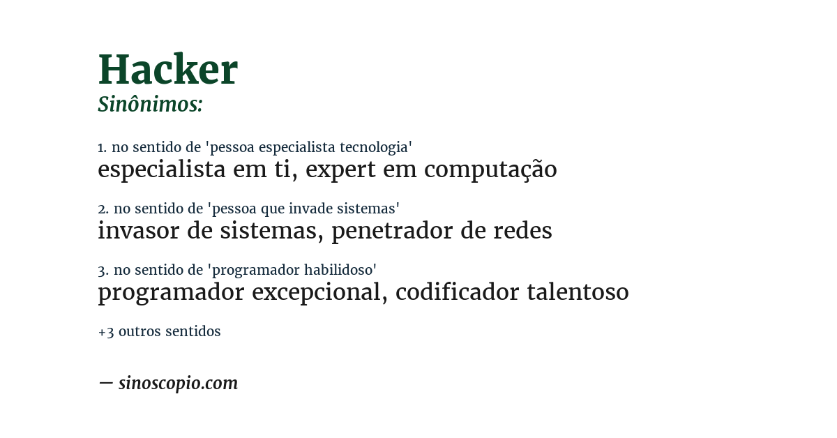 Sinônimo de hacker