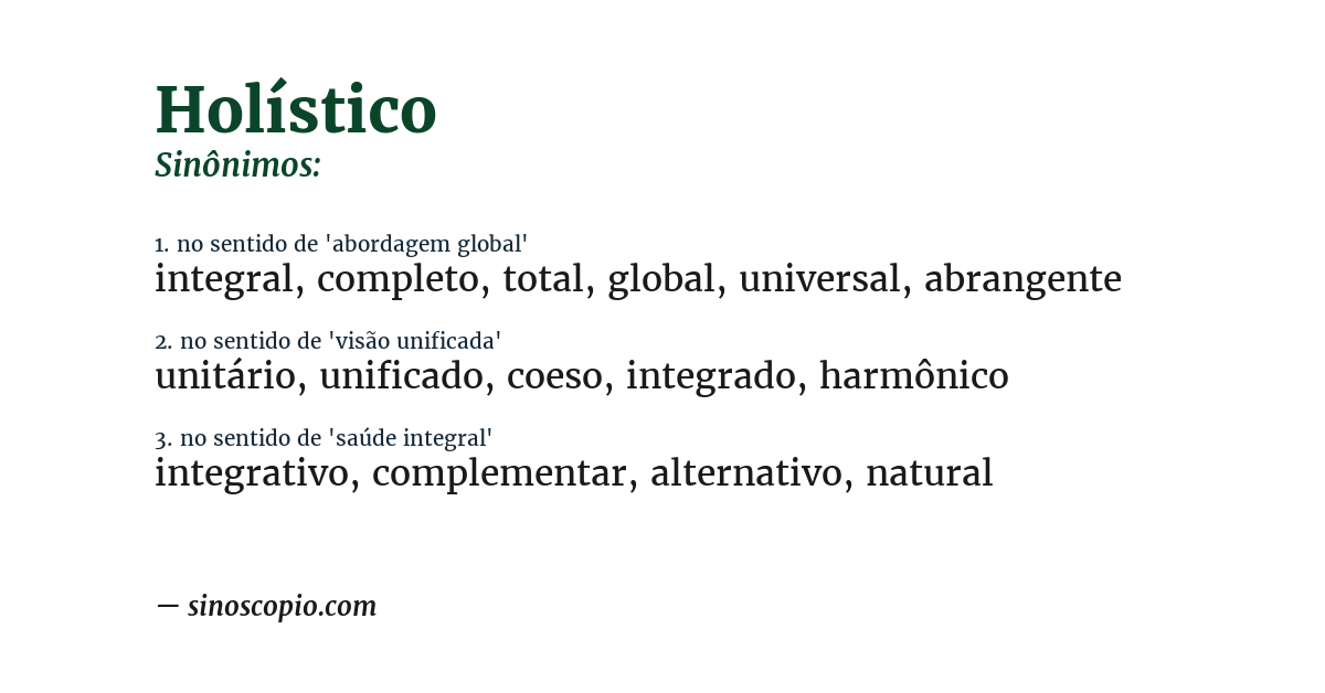 Sinônimo de holístico