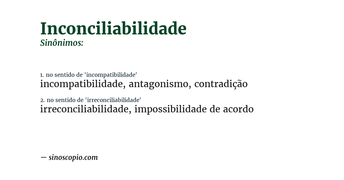 Sinônimo de inconciliabilidade
