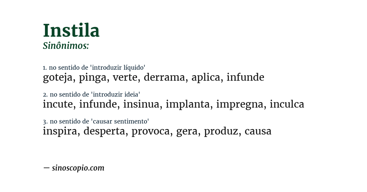Sinônimo de instila