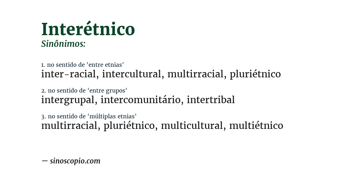 Sinônimo de interétnico