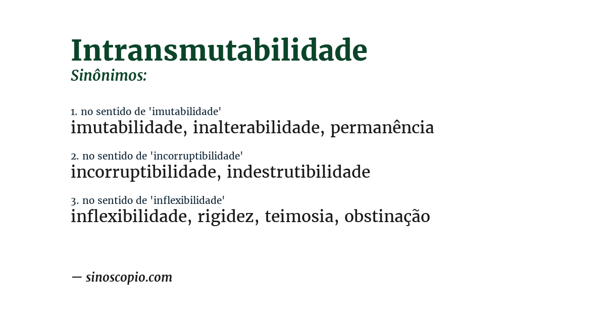 Sinônimo de intransmutabilidade