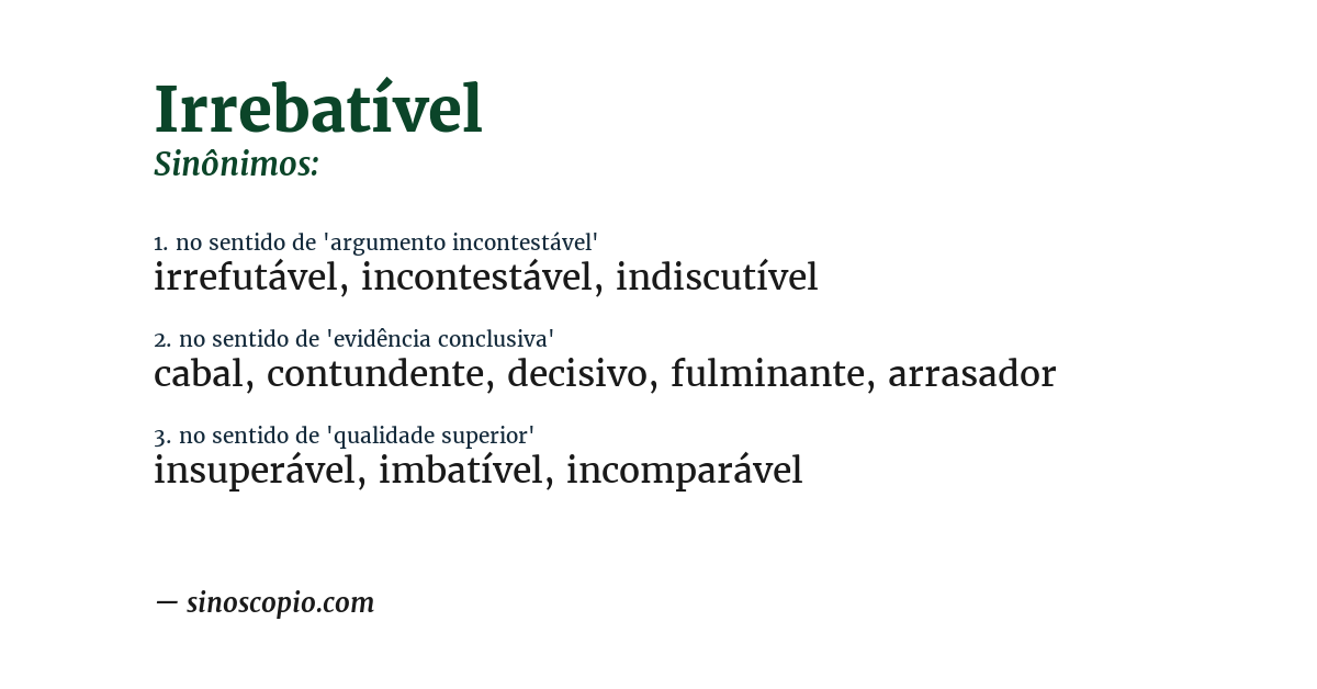 Sinônimo de irrebatível