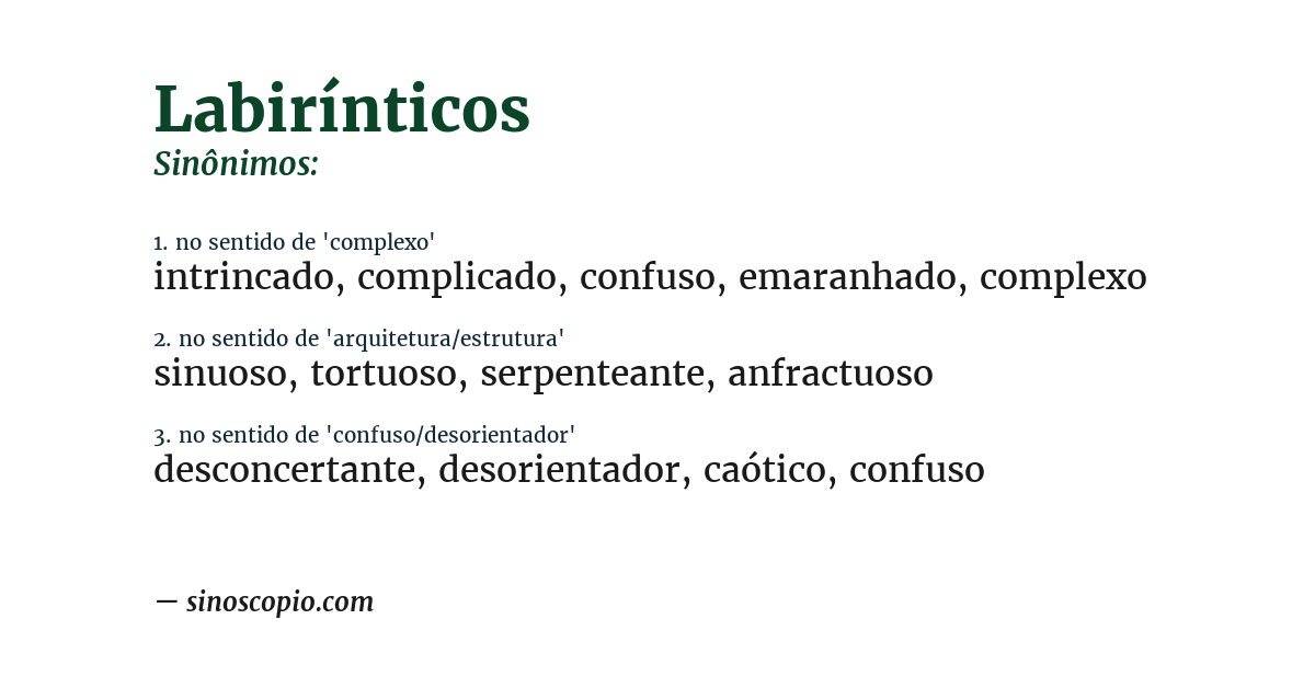 Sinônimo de labirínticos