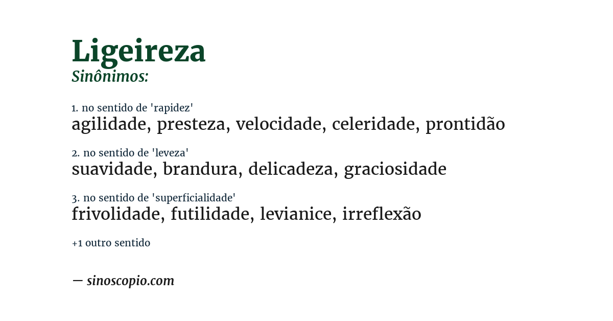 Sinônimo de ligeireza