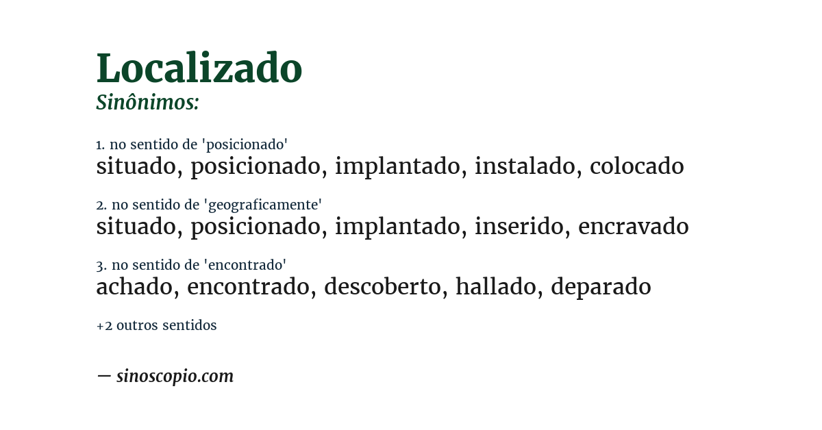 Sinônimo de localizado