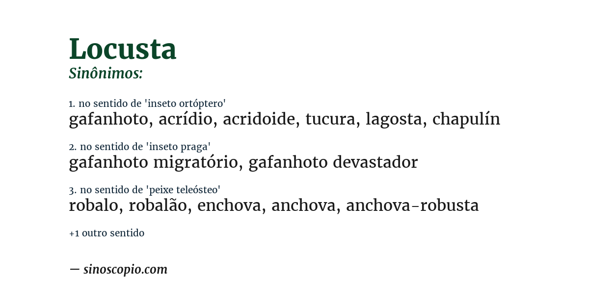 Sinônimo de locusta
