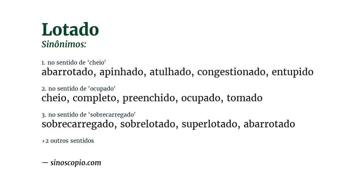 Sinônimo de lotado
