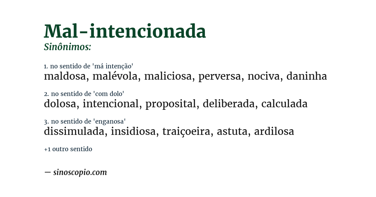 Sinônimo de mal-intencionada