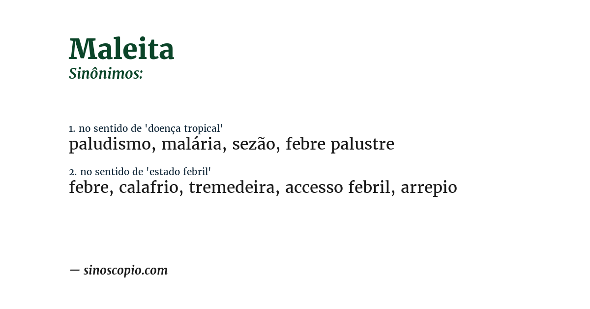 Sinônimo de maleita