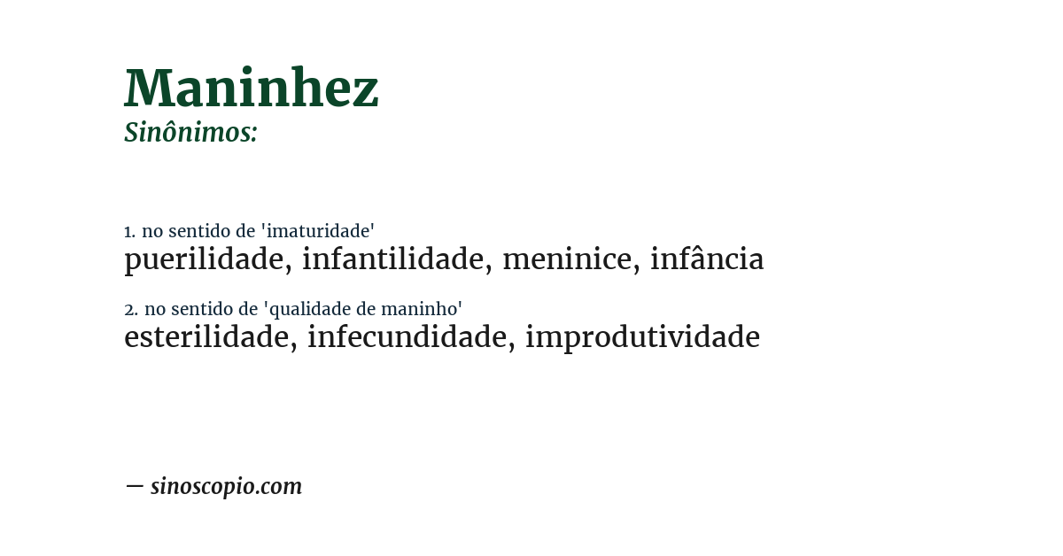 Sinônimo de maninhez