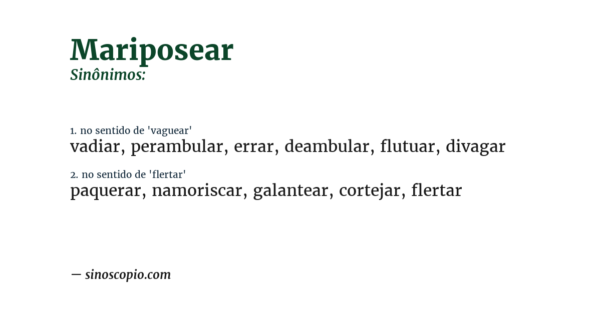 Sinônimo de mariposear