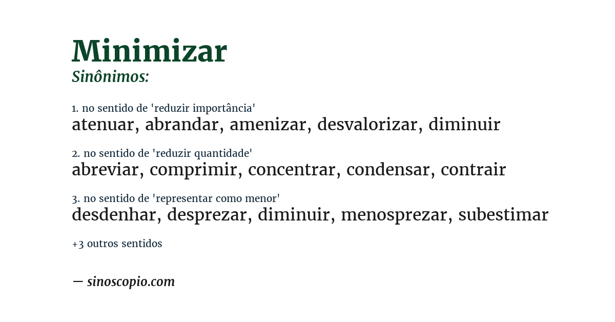 Sinônimo de minimizar