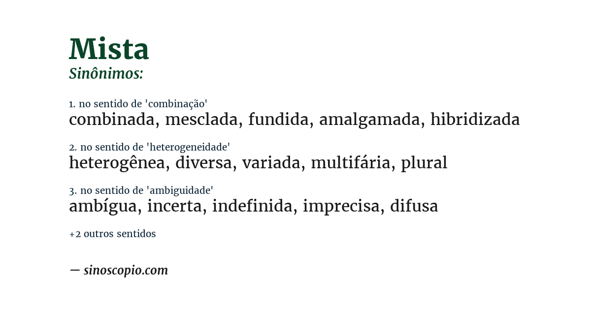 Sinônimo de mista