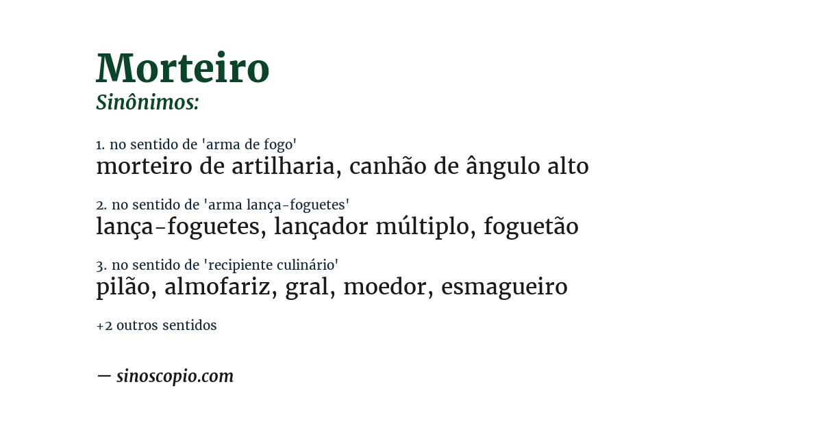 Sinônimo de morteiro