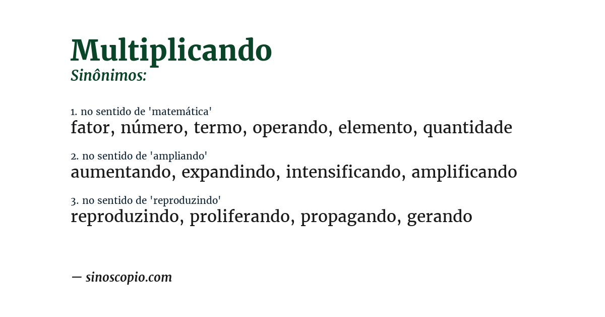 Sinônimo de multiplicando