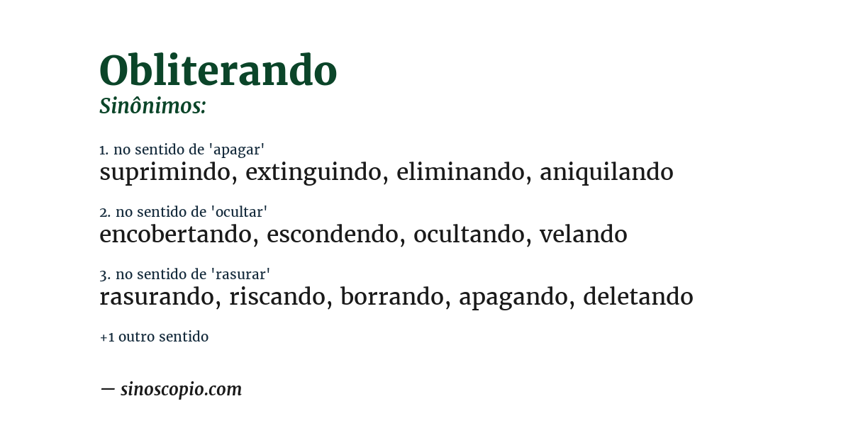 Sinônimo de obliterando