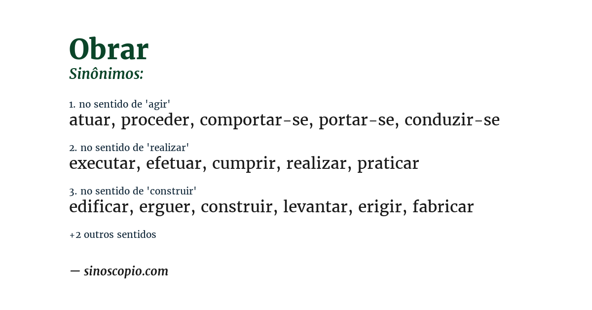 Sinônimo de obrar