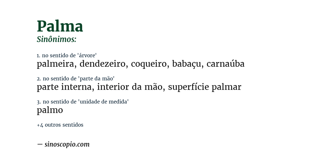 Sinônimo de palma