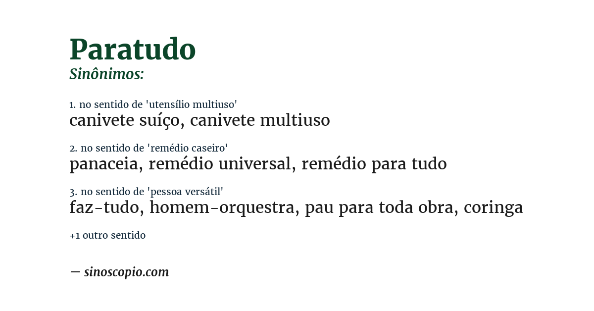 Sinônimo de paratudo