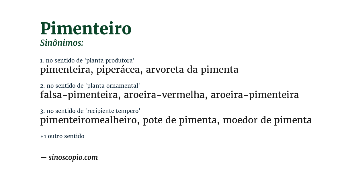 Sinônimo de pimenteiro