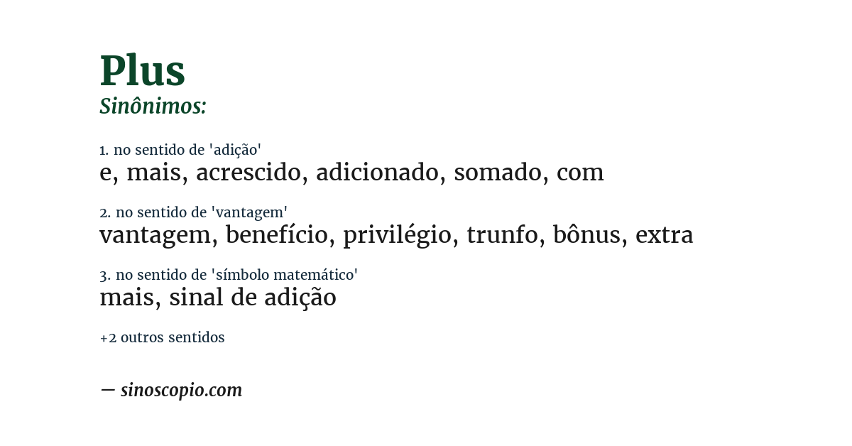 Sinônimo de plus