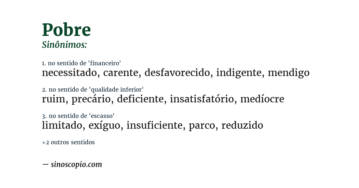 Sinônimo de pobre