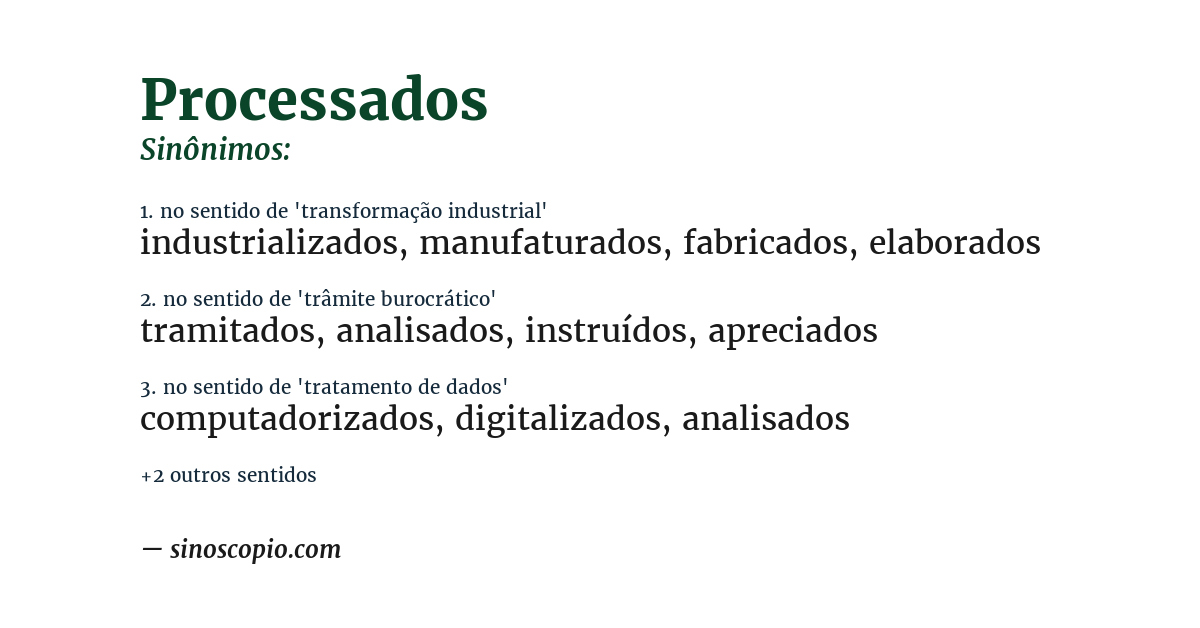 Sinônimo de processados