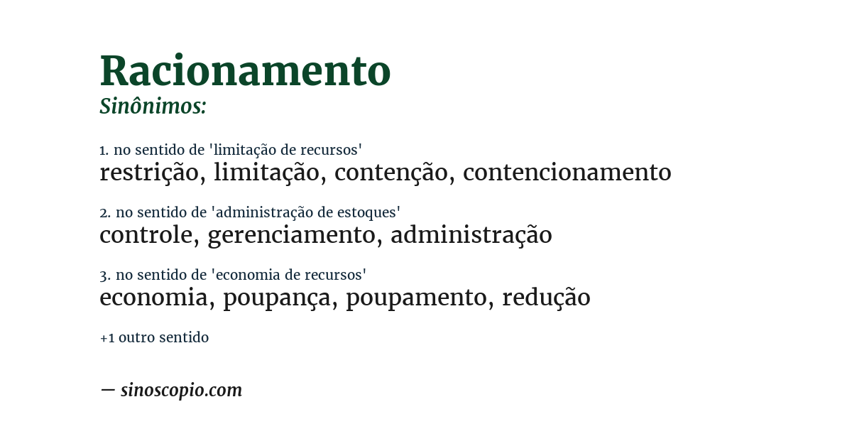 Sinônimo de racionamento
