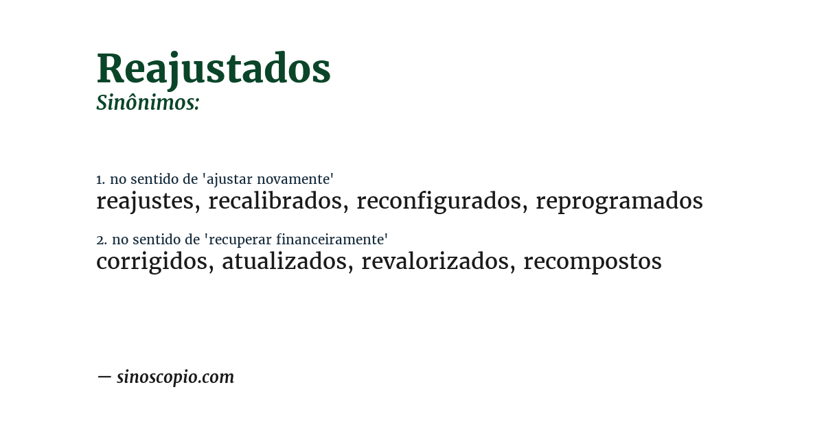 Sinônimo de reajustados