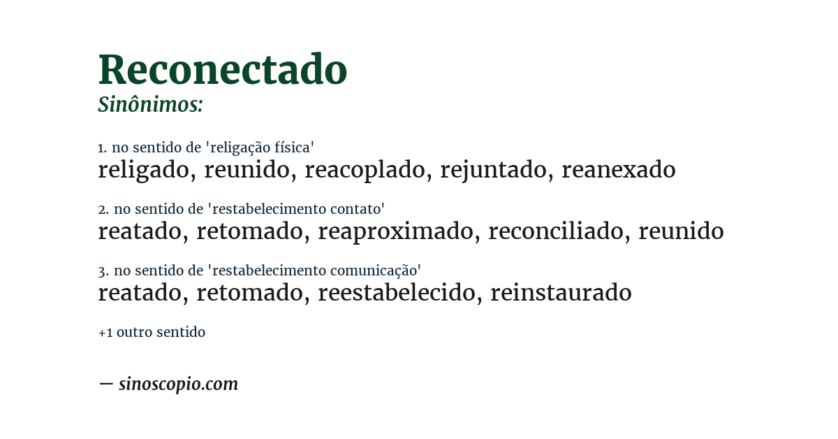 Sinônimo de reconectado