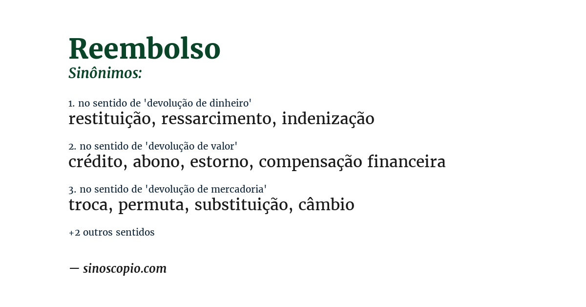 Sinônimo de reembolso