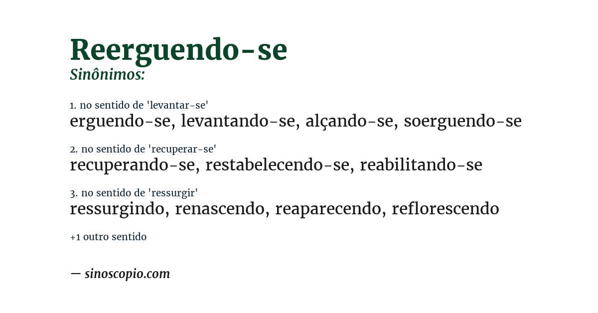 Sinônimo de reerguendo-se