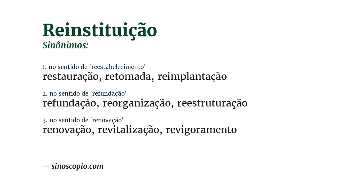 Sinônimo de reinstituição