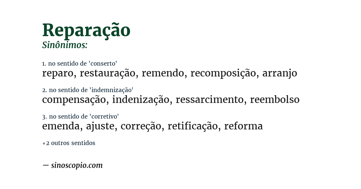 Sinônimo de reparação
