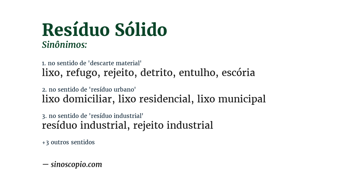 Sinônimo de resíduo sólido