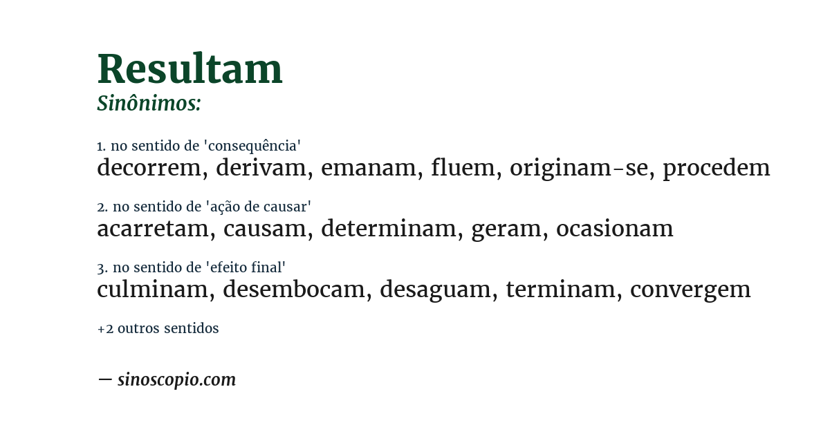 Sinônimo de resultam