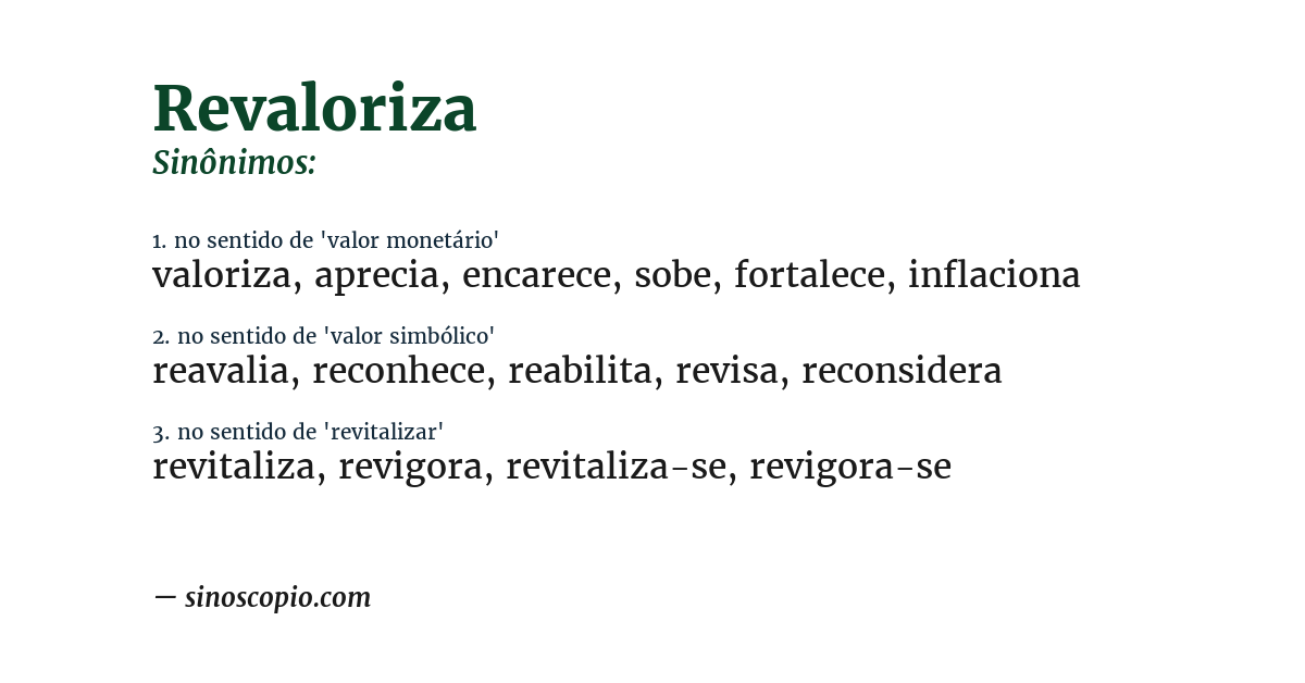 Sinônimo de revaloriza