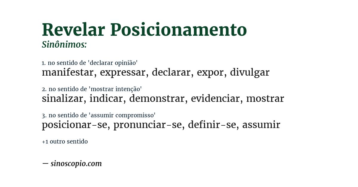 Sinônimo de revelar posicionamento