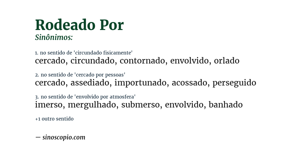 Sinônimo de rodeado por