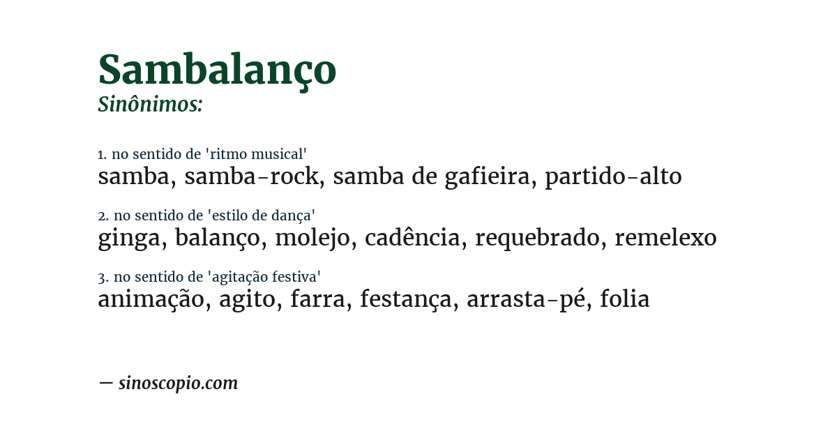 Sinônimo de sambalanço