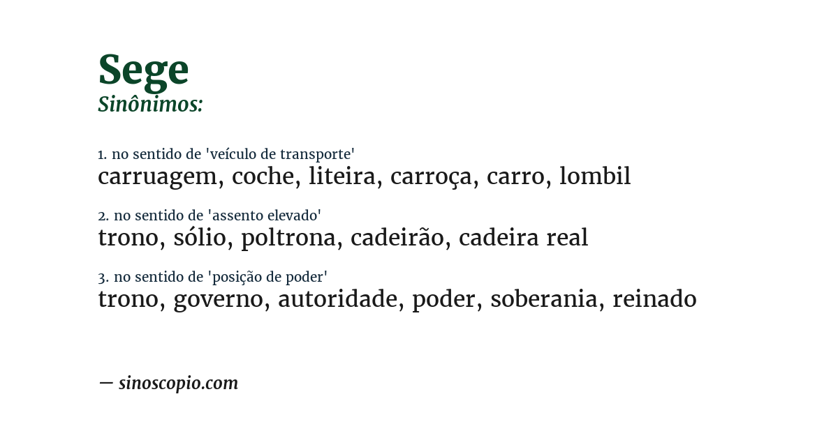 Sinônimo de sege