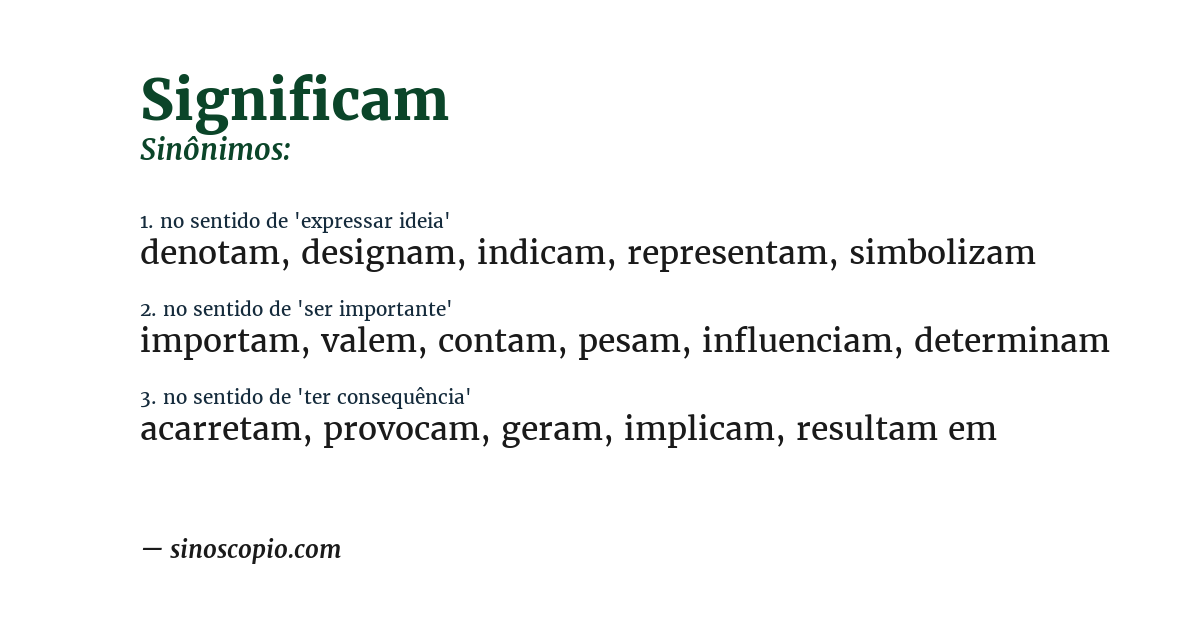 Sinônimo de significam