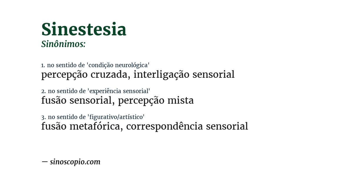 Sinônimo de sinestesia