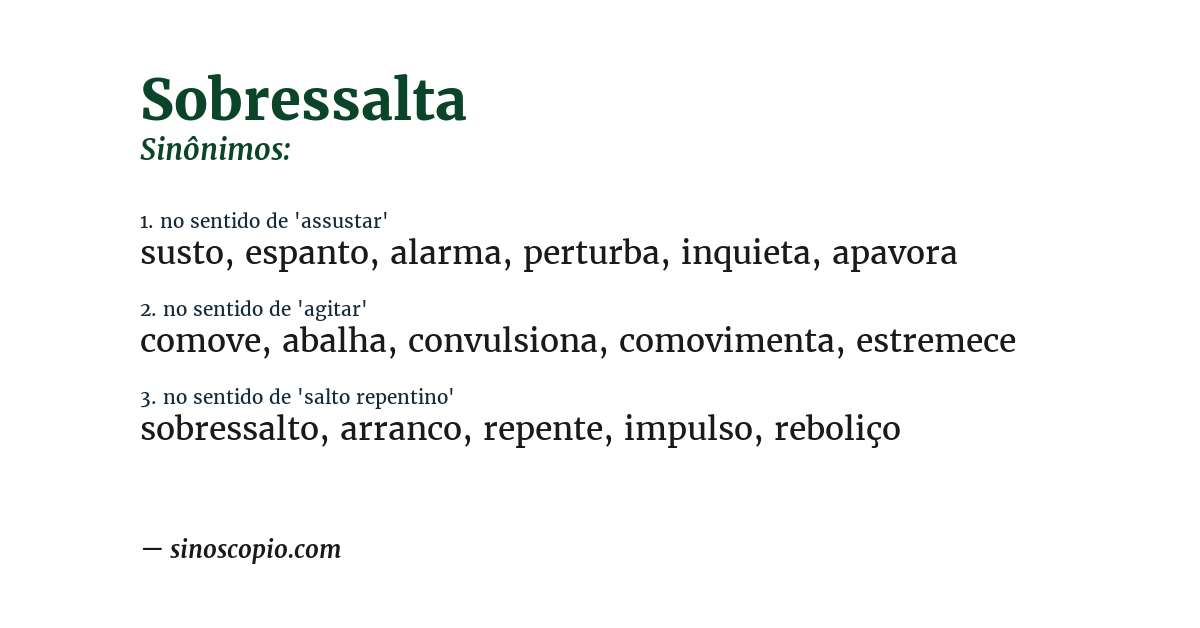 Sinônimo de sobressalta