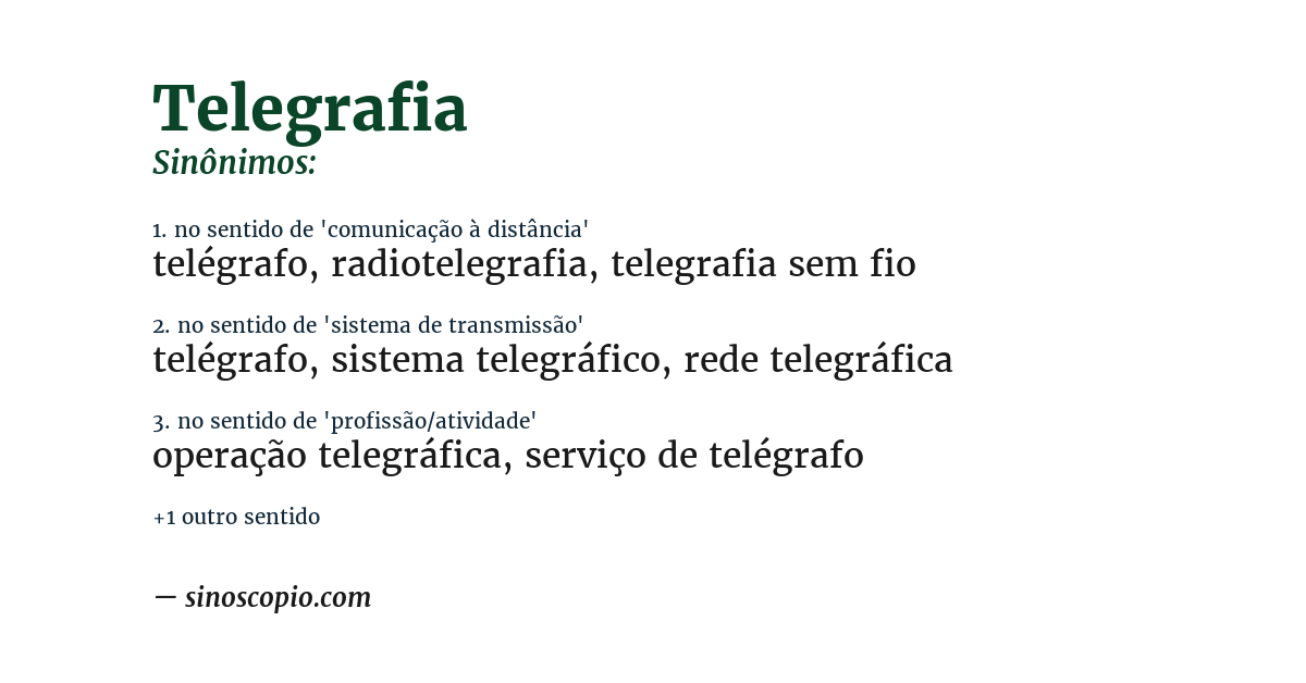 Sinônimo de telegrafia