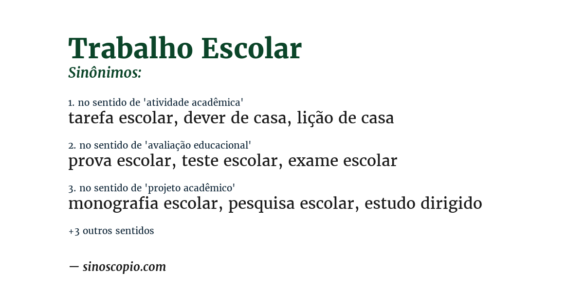 Sinônimo de trabalho escolar