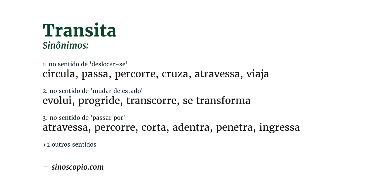 Sinônimo de transita